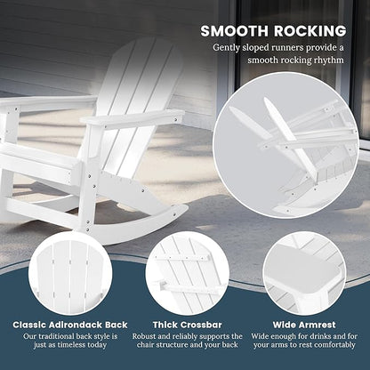 WO WESTIN OUTDOOR HDPE Laguna Outdoor Rocking Poly Adirondack Chair (Set of 2), White