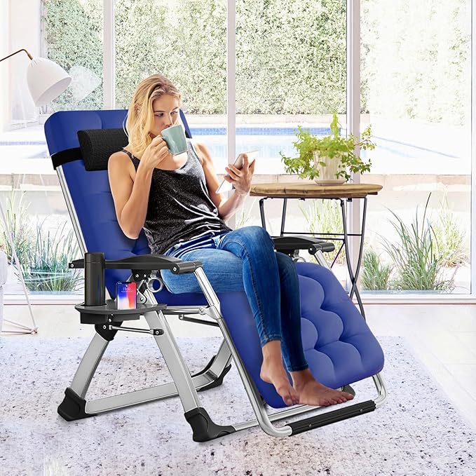 Slsy Zero Gravity Chair, Reclining Lounge Chair with Removable Cushion & Tray for Indoor and Outdoor - Photo 2