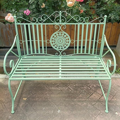 Elegant Metal Garden Bench, Park Benches for Outside Max Load 330 LBS, Vintage Style Outdoor Seating for Patio, Porch, Lawn