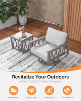 2-Piece Aluminum Outdoor Furniture Set, Swivel Patio Sofa Chair and Side Table Set - Photo 5