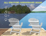 Foldable Adirondack Chairs - All-Weather Lawn & Patio Chairs with Wide Armrests, Solid Wood, 350 Lbs, White - Photo 6