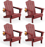 KINGYES Folding Adirondack Chair Set of 4, HDPE All-Weather Patio Chairs with Cup Holder - Photo 1