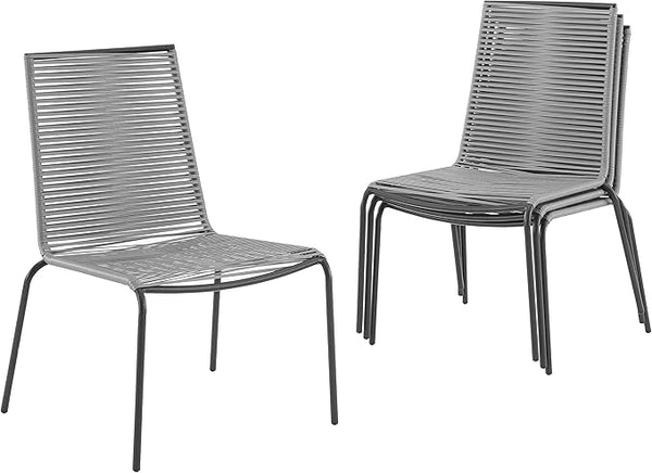 Crosley Furniture Fenton 4-Piece Stackable Outdoor Chair Set, Wicker Patio Chairs for Dining, Conversation - Photo 1