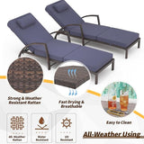 Garvee Chaise Lounge Outdoor Set of 2, PE Rattan Wicker Pool Lounge Chairs with 5-Level Adjustable Backrest - Photo 4