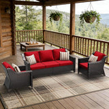 3 Pieces Patio Conversation Furniture Set - 1 Sofa, 2 Armchairs - Photo 4