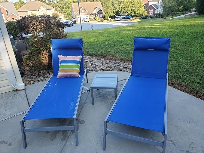 Domi 3 Pieces Adjustable Chaise Lounge Set Outdoor Patio Lounge Chair All Weather Five-Position Recliner Chair Set - Photo 1