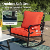 Outdoor Patio Rocking Sofa Chairs Set of 2 Steel Frame Porch Furniture with Deep Seating and 5.75" Cushions for Lawn - Photo 8