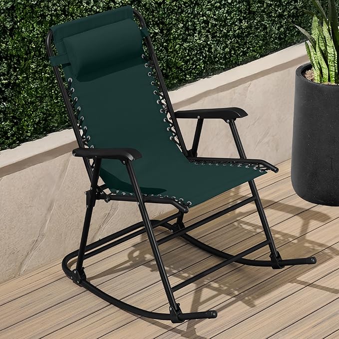 Best Choice Products Outdoor Folding Rocking Chair, Zero Gravity Lounge Chair - Photo 2