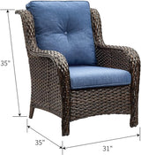 Rilyson Outdoor Wicker Patio Chairs Set of 2: High Back, Deep Seating, Wide Armrest, Thick Comfort Cushions - Photo 3