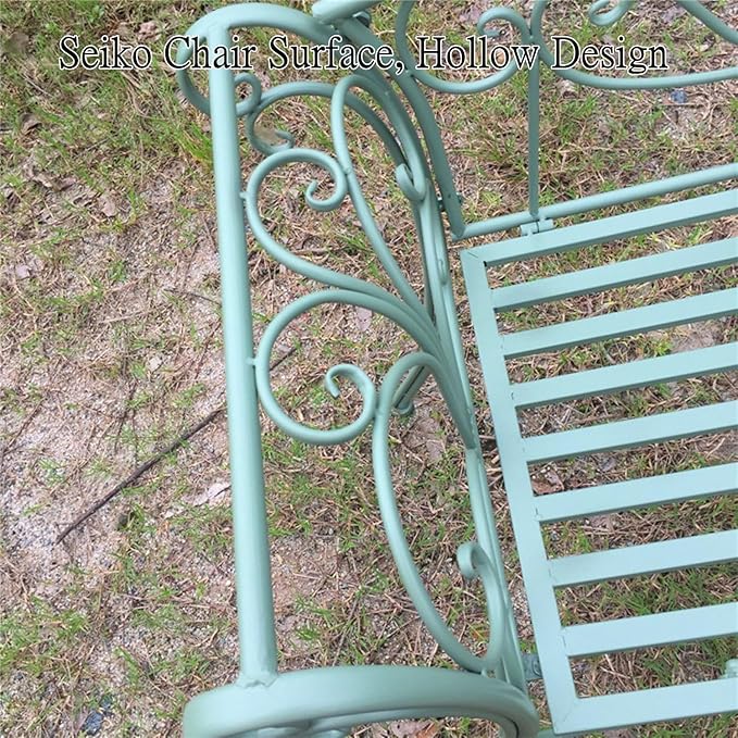 Retro Outdoor Bench Rustic Metal Garden Bench 2 People Outdoor Bench Garden Bench Front Porch Furniture Patio Lawn Yard Park, Indoor and Ourdoor Decor(Green)