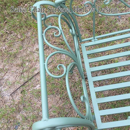 Retro Outdoor Bench Rustic Metal Garden Bench 2 People Outdoor Bench Garden Bench Front Porch Furniture Patio Lawn Yard Park, Indoor and Ourdoor Decor(Green)