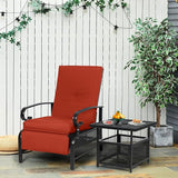 Oakcloud Adjustable Outdoor Lounge Chair Metal Patio Relaxing Recliner Chair Set with Bistro Table and Removable - Photo 2