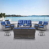 Belord 13 Piece Wicker Patio Furniture Set, Outdoor Swivel Rocker Chairs Set of 4 with Ottomans and Rattan Couch - Photo 2