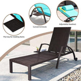 Patio Chaise Lounge Chairs Set of 6 Wicker Pool Lounge Chairs Outdoor with 5 Adjustable Back & Removable Cushion & Tray - Photo 6