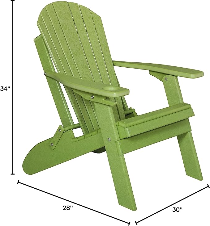 Furniture Barn USA Poly Folding Adirondack Chair, Tropical Lime Green