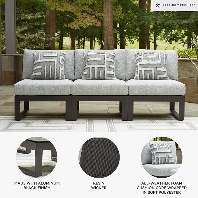 Signature Design by Ashley Beachloft Straight Coastal 3-Piece Outdoor Sectional with Removable Cushion - Photo 3