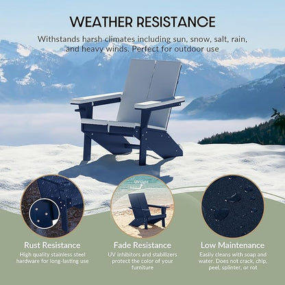 WestinTrends Riviera Outdoor HDPE Modern Adirondack Chair with Cup Holder, Navy Blue