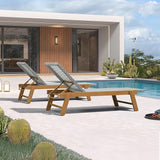 PURPLE LEAF Extra Large Patio Chaise Lounge 2 Pieces French Outdoor Wicker Lounger Matte Teak Aluminum Frame 771LBS - Photo 3
