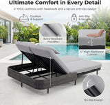 BULEXYARD 51.2" Double Chaise Lounge Outdoor, 2-Person PE Wicker Patio Daybed with Dual 5-Position Adjustable Backrest - Photo 6