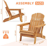 Oversized Wooden Folding Adirondack Chair with Pre-Assembled Backrest and Seat Board - Photo 3