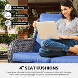 Belord Patio Wicker Sofa Set 6 Pieces Patio Furniture Set Outdoor Couch, 2 Patio Wicker Chairs with 1 Sofa - Photo 4