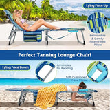 Tangkula Tanning Chair, Outdoor Folding Beach Lounge Chair with Face Hole, Adjustable Footrest, Removable Pillow - Photo 4