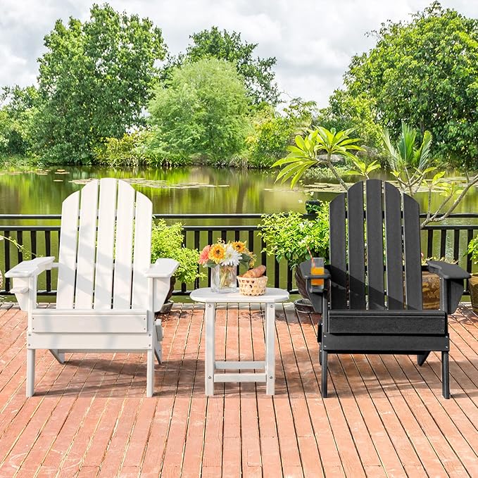 Giantex Set of 4 Adirondack Chair Outdoor Fire Pit Chairs, HDPE Weather Resistant Patio Chair for Campfire,Deck, Garden, Yard, Lawn Furniture Porch and Lawn Seating Composite Chairs