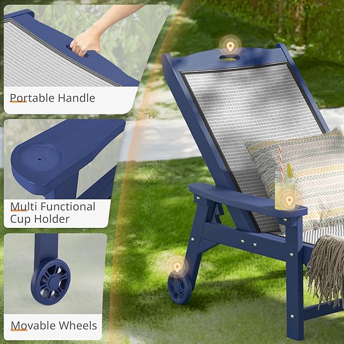 LUE BONA Chaise Lounge Chair Outdoor Set of 4, HDPS and HDPE Wicker Material - Photo 6