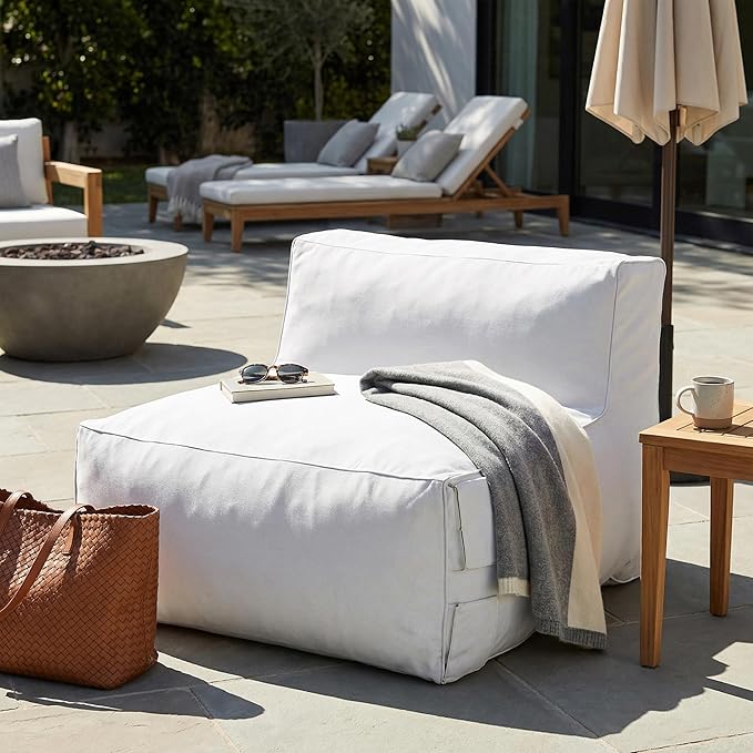 Christopher Knight Home Yanita Comfy Outdoor Bean Bag Chair, All Weather Bean Bag Chairs for Adults and Kids, Indoor/Outdoor Single Sofa, Patio Lounge Chair, Modern Outdoor Lounge Seating, Light Grey