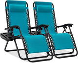 Best Choice Products Set of 2 Adjustable Steel Mesh Zero Gravity Lounge Chair Recliners w/Pillows and Cup Holder Trays - Photo 1