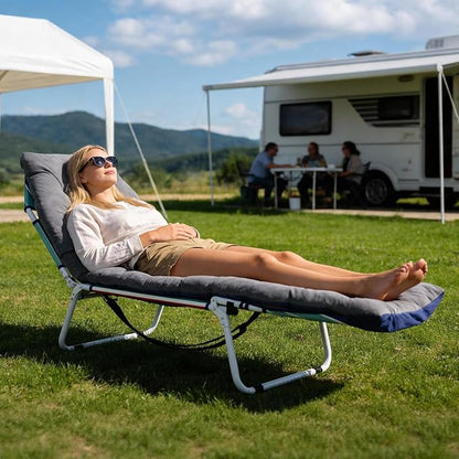 DoCred Heavy Duty Tanning Chair with Face Hole, Adjustable 5-Position Folding Chaise Lounge Chairs for Outside, Portable Lay Flat Beach Lounge Chair for Outdoor Sunbathing Beach Pool Lawn Camping