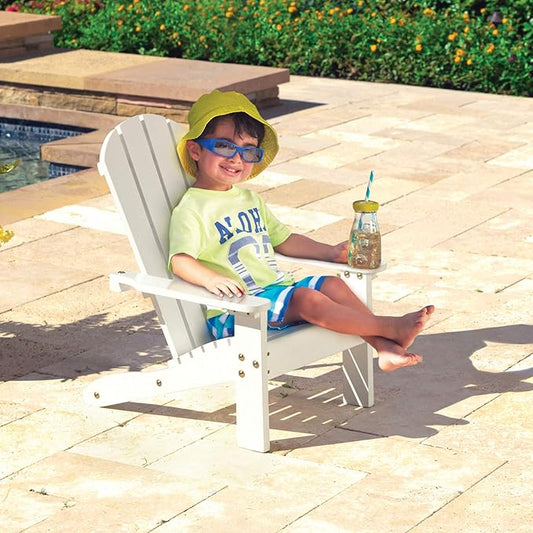 KidKraft Wooden Adirondack Children's Outdoor Chair, Kid's Patio Furniture, White, Gift for Ages 3-8