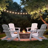 Folding Adirondack Chair Wood Texture 4 Pack, HDPE All-Weather Fire Pit Chairs - Photo 2