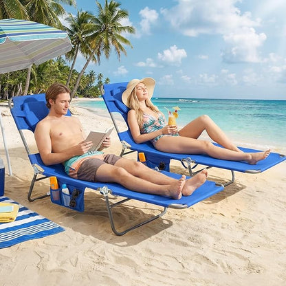 daystar SunnyFeel Beach Lounge Chair, Backpack Reclining Beach Chairs Lay Flat, Face Down Tanning Chair, Folding Camping Chairs Portable Camp Cot with Backpack Straps for Outdoor/Picnic/Lawn