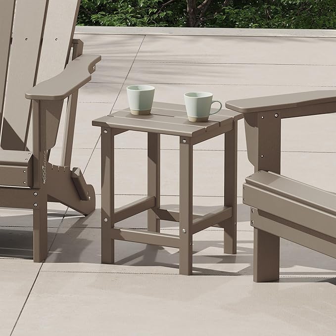 Costaelm Square Outdoor Side Tables, Adirondack Patio Tables for Outside, HDPE Patio End Table Weather Resistant - Photo 1