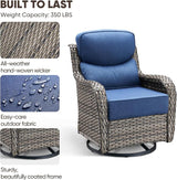 Swivel Patio Chairs sofa Set of 4 with 6" Thick Cushion - Wicker Outdoor Swivel Rocker Patio Chair ,Sofa/Glass coffee - Photo 6