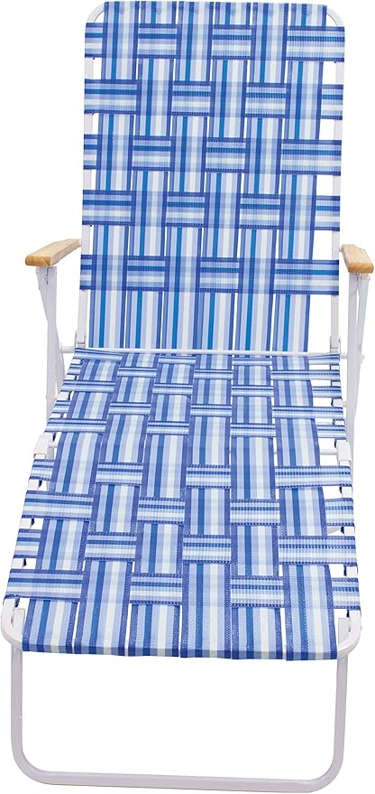 Camp & GO 4-Position Folding Web Lawn Chair Outdoor Lounger, Blue/White undefined/White - Photo 4