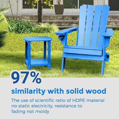 Adirondack Square Outdoor Side Table,2-Tier Storage Patio Side Table, HDPE End Tables for Backyard Pool Porch Garden Lawn (Pacific Blue)
