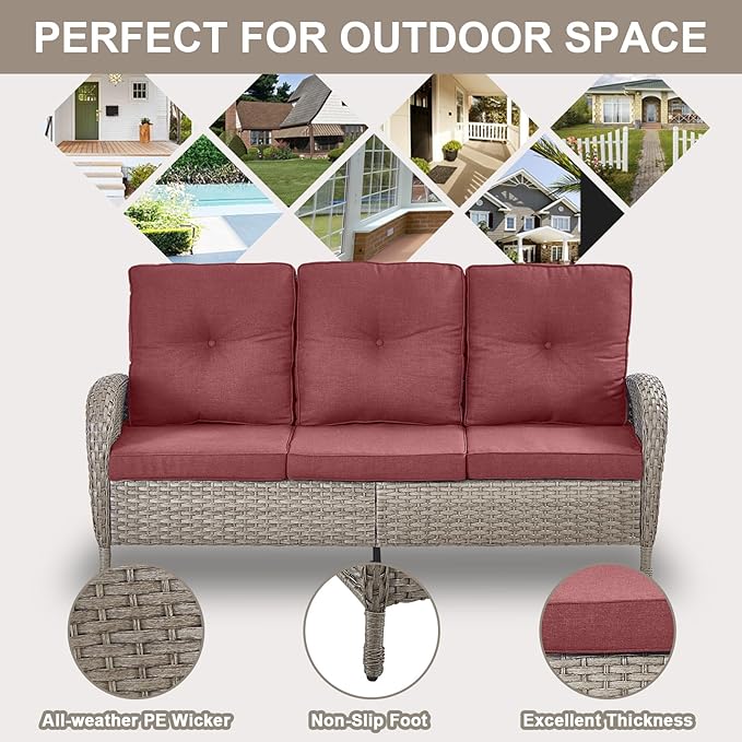 Belord 6 Pieces Patio Rocking Chairs Outdoor Furniture Set with Outdoor Couch and Ottoman Conversation Patio Furniture - Photo 7