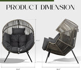 JAMFLY Wicker Egg Chair - Rattan Patio Chair with Cushion, Indoor-Outdoor Lounge Egg Basket Seat for Living Room - Photo 2