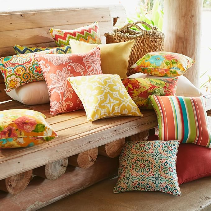 BrylaneHome Lumbar Pillow - 20" L x 13" W - Patio & Outdoor - Water, Stain & Fade Resistant - Covert Breeze - Photo 6