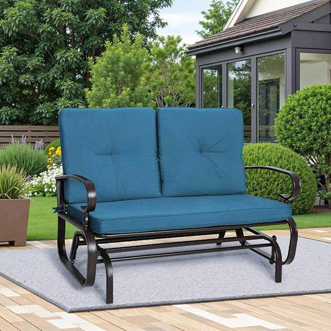 Incbruce Outdoor Glider Rocking Chair Patio Glider Bench for 2 Person - Photo 7