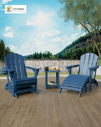 Ciokea Plastic Folding Footstool for Deck Backyard Patio Outdoor Poolside Porch Lawn Indoor, Navy Blue