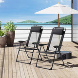 Outsunny Folding Patio Dining Chairs Set of 2, Outdoor Deck Chair with Adjustable Sling Back - Photo 2