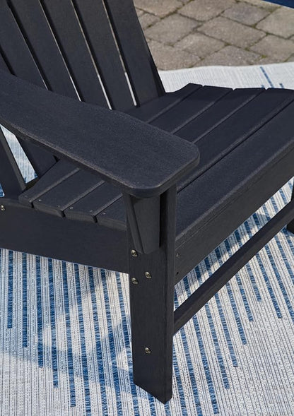 Signature Design by Ashley Sundown Treasure Cottage Weather Resistant Outdoor Adirondack Chair with Slatted Design, HDPE, 31" W x 33" D x 38.13" H, Black