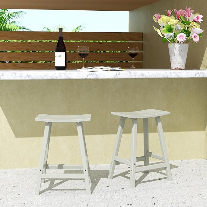 WestinTrends Malibu 2 Piece Set of 29 Height Outdoor/Patio Saddle bar stools, Sand
