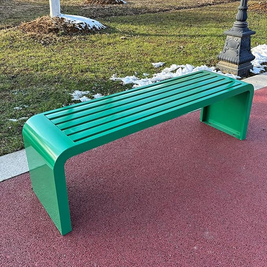 Metal Garden Bench, Weatherproof Backless Patio Benches, Outdoor Park Bench, Front Porch Bench, Pool Deck Bench, Choice of Colours, for Park, Yard, Porch, Lawn(Green,59in/150cm)