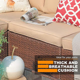 Patiorama Outdoor Wicker Loveseat 2 Pieces, All Weather Brown PE Rattan Sectional Corner Sofa Set - Photo 6