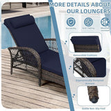 Outdoor Chaise Lounge Chair Set of 2, PE Wicker Recliner Patio Reclining Sunbathing Chair with Cushion - Photo 6