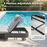NICESOUL Double Chaise Lounge Outdoor, 51.2" Wide 2-Person Daybed with Independent Recline - Photo 5